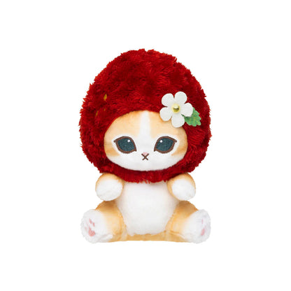 Japan Mofusand Strawberry Series | Mofusand Cat with Strawberry Hat Cute Plush Doll in Basket and Keychain - Kawaii items Room Decoration Doll