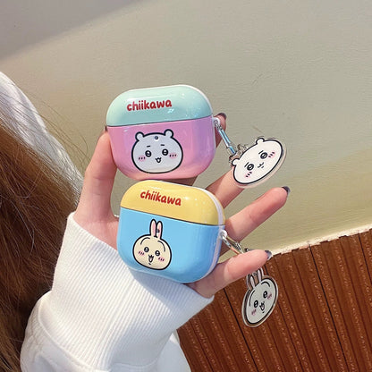 Japanese Cartoon ChiiKawa Pastel Colour | Chiikawa Hachiware Usagi Pink Blue Yellow Mint with Keychain - AirPods AirPodsPro AirPods3 AirPods4 Case WinnieTheBirds Toy Shop