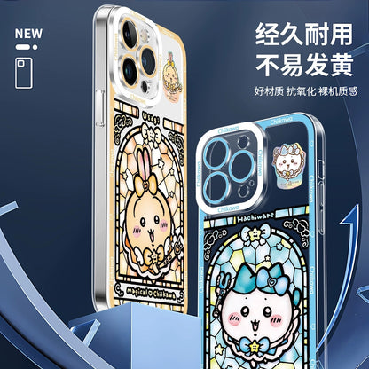 Japanese Cartoon Phone Case Magical Girl with Glass Window Clean Version | Chiikawa Hachiware Usagi Momonga Kurimanju Rakko Shisa Furuhonya - iPhone Case PLUS SE2 15 16 16e 17 17e Pro Promax 12mini 13mini