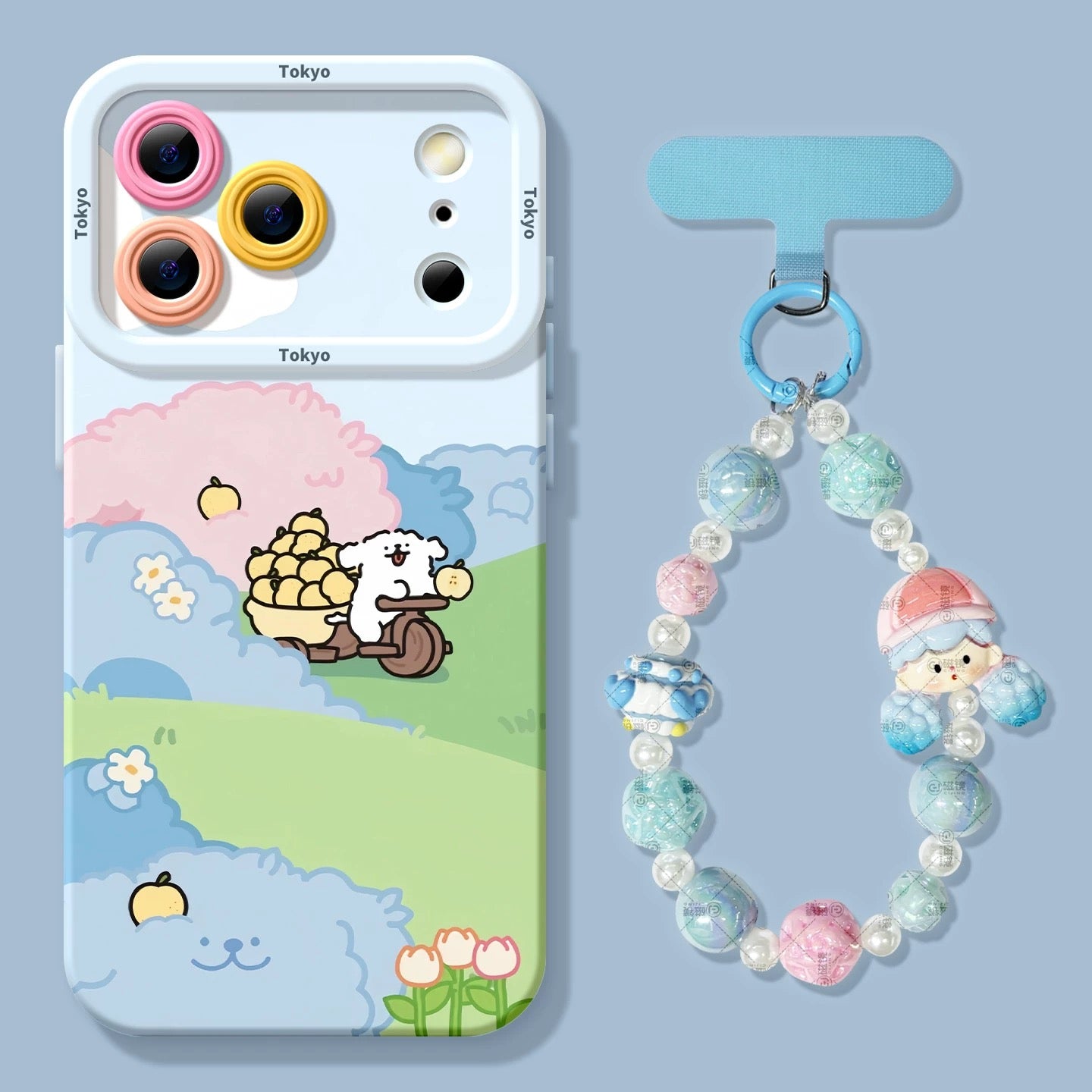 Cute Cartoon Doggie Maltese Puppy Silicon Phone Case | In Fruit Mountain with Strap - Phone Case Samsung Galaxy S26 S25 S24 S23 S22 S21 FE Ultra Edge