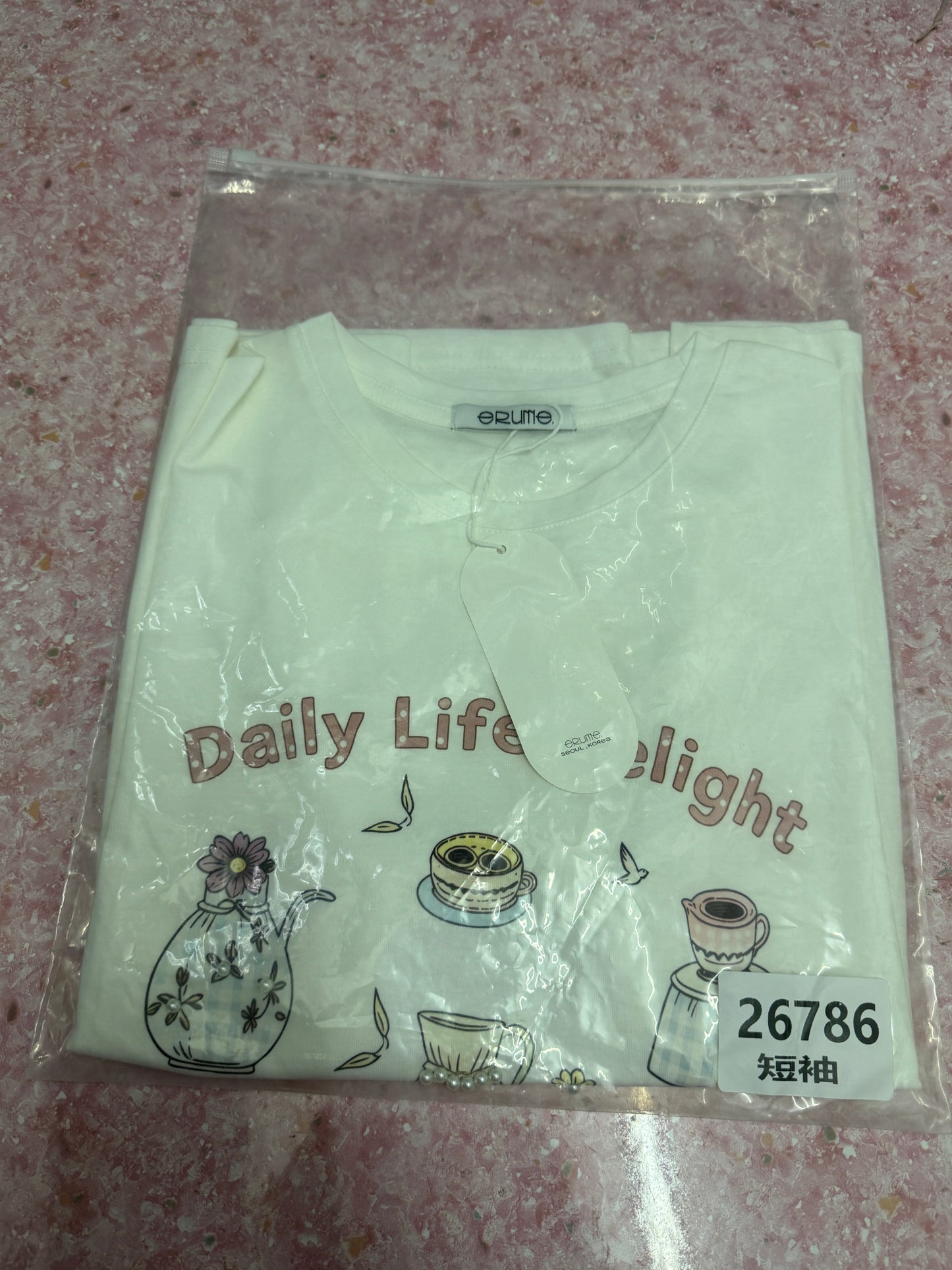 Korean Fashion Cute Style T-Shirt Series | Flower Tea Pots with Pearl - Kawaii Fashion Items