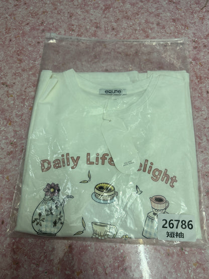 Korean Fashion Cute Style T-Shirt Series | Flower Tea Pots with Pearl - Kawaii Fashion Items