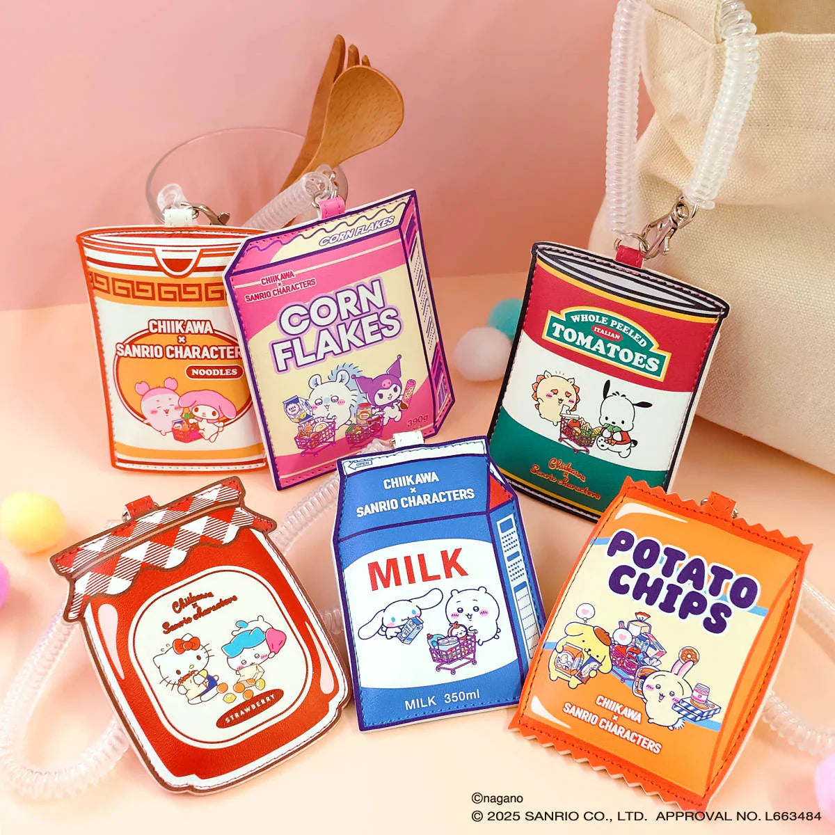 Japan ChiiKawa Kiramekko X Sanrio Series | ChiiKawa Hachiware Usagi Momonga Kurimanju Crab Cute Pass Case Cardholder - Kawaii items Room Decoration