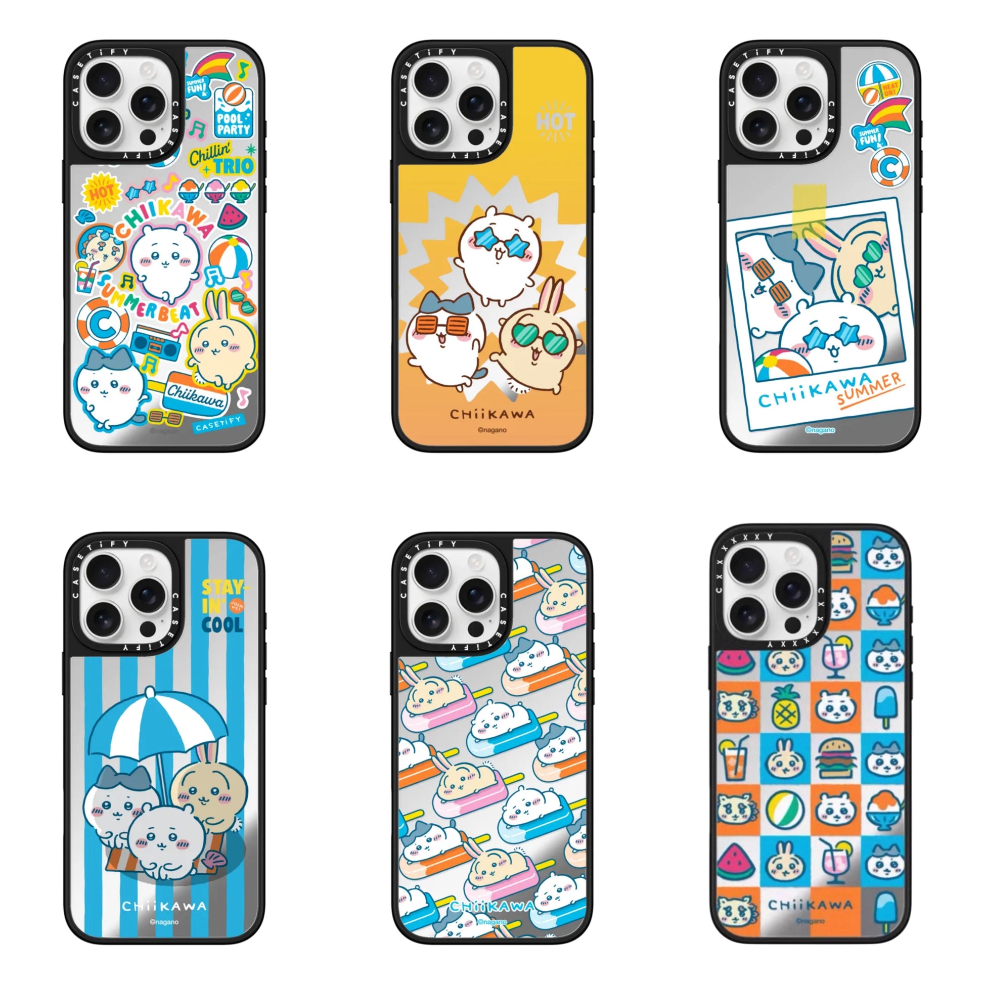 Japanese Cartoon ChiiKawa Mirror Phone Case | ChiiKawa Hachiware Usagi Summer Time Party Part1 6 Styles - iPhone Case 12 13 14 15 16 17 Pro Promax