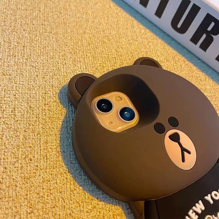 Line friends Big Brown Bear| New York Brown - iPhone Case iPhone XS XR X 11 12 13 14 15 Pro Promax