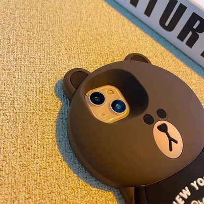 Line friends Big Brown Bear| New York Brown - iPhone Case iPhone XS XR X 11 12 13 14 15 Pro Promax