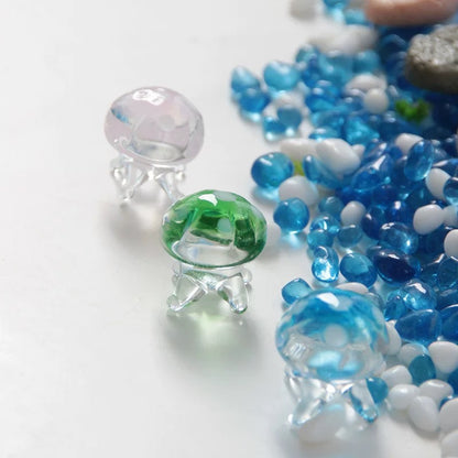 Japanese Cartoon Glass Ornament | Jellyfish Pink Blue Green - For Betta Fish Tropical Fish Toy Micro Landscape Creative