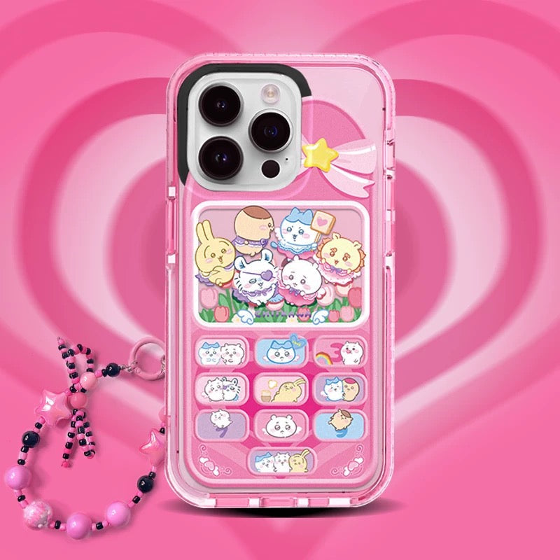 Japanese Cartoon ChiiKawa | Kawaii Mobile Phone Angel Devil Chiikawa Hachiware Usagi Momonga with Phone Strape - iPhone Case 11 12 13 14 15 16 Pro Promax  WinnieTheBirds Toy Shop