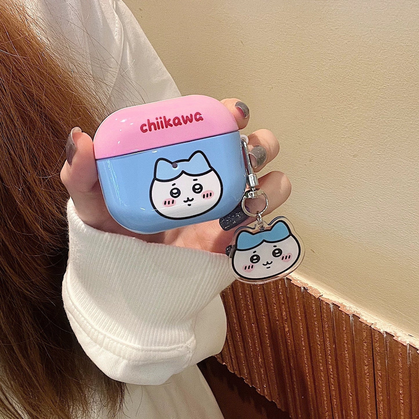 Japanese Cartoon ChiiKawa Pastel Colour | Chiikawa Hachiware Usagi Pink Blue Yellow Mint with Keychain - AirPods AirPodsPro AirPods3 AirPods4 Case WinnieTheBirds Toy Shop