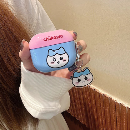 Japanese Cartoon ChiiKawa Pastel Colour | Chiikawa Hachiware Usagi Pink Blue Yellow Mint with Keychain - AirPods AirPodsPro AirPods3 AirPods4 Case WinnieTheBirds Toy Shop