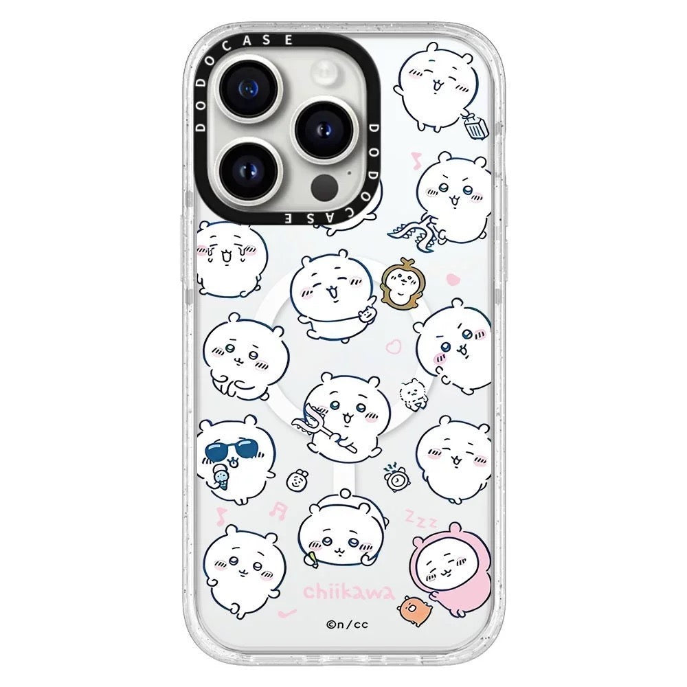 Japanese Cartoon ChiiKawa Clear with Transparent Frame Phone Case |  Pajamas Song & Full Screen Fun Emo ChiiKawa Hachiware Usagi - iPhone Case 12 13 14 15 16 17 Pro Promax