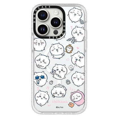 Japanese Cartoon ChiiKawa Clear with Transparent Frame Phone Case |  Pajamas Song & Full Screen Fun Emo ChiiKawa Hachiware Usagi - iPhone Case 12 13 14 15 16 17 Pro Promax