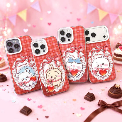 Japanese Cartoon ChiiKawa with Heart Chocolate Laser Case | Chiikawa Hachiware Usagi Momonga 4 Styles - iPhone Case 11 12 13 14 15 16 16e 17 17e 18 Pro Promax