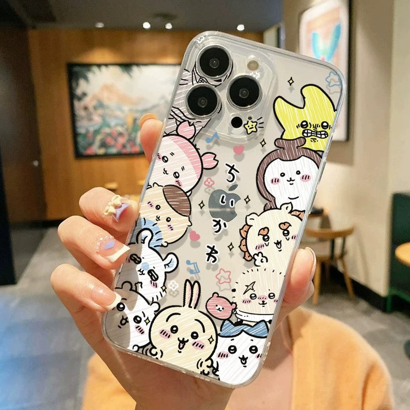 Japanese Cartoon Chiikawa Clean Case | Falling from Sky Devil Group 3 Styles - iPhone Case PLUS SE2 11 12 13 14 15 16 16e 17 17e Pro Promax 12mini 13mini