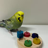 7.5cm Round Wood with Rainbow Colourful 5 Cylinder for Small Medium Bird and Parrot Lovebird Budgie Cockatiel Conures Intelligence Training