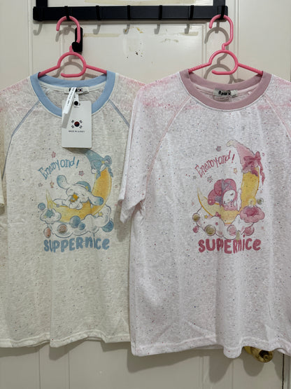 Korean Fashion Cute Cartoon Style T-Shirt Series | Bling Bling Embroidery Sweet Dream My Melody Cinnamoroll - Kawaii Fashion Items