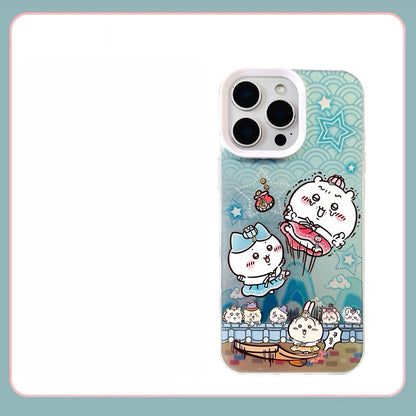 Japanese Cartoon ChiiKawa Korean Dress Up Laser Case | Chiikawa Hachiware Usagi - Phone Case Samsung Galaxy S26 S25 S24 S23 S22 S21 FE Ultra Edge