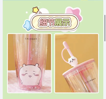 ChiiKawa X Miniso | ChiiKawa Hachiware Usagi Glitter Cool Warm Big Water Cup - Kawaii Item Decoration  WinnieTheBirds Toy Shop