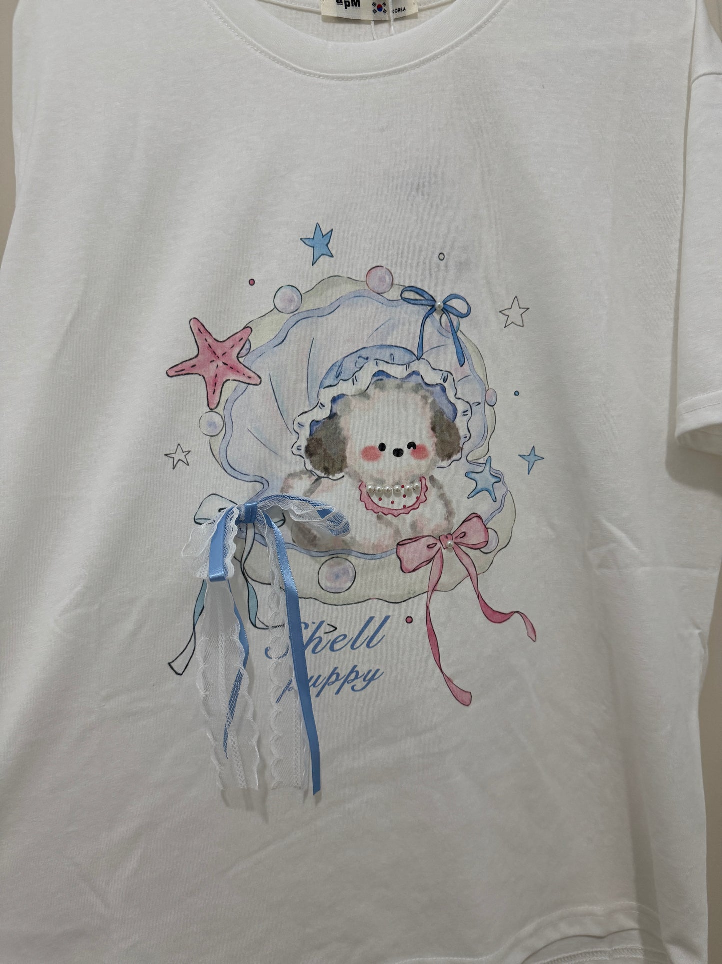 Korean Fashion Cute Animals Style T-Shirt Series | Shell Pearl with Puppy - Kawaii Fashion Items