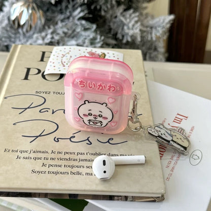 Japanese Cartoon ChiiKawa Lovely Day | Chiikawa Hachiware Usagi Pink Blue Yellow with Keychain - AirPods AirPodsPro AirPods3 AirPods4 Case WinnieTheBirds Toy Shop