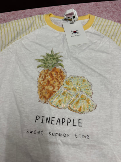 Korean Fashion Fruits Style T-Shirt Series | Bling Bling Pineapple - Kawaii Fashion Items