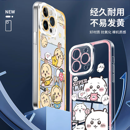 Japanese Cartoon Chiikawa Daily Emo Version | Chiikawa Hachiware Usagi Momonga - iPhone Case PLUS SE2 XS XR X 11 12 13 14 15 16 16e 17 17e Pro Promax 12mini 13mini