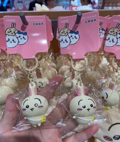 ChiiKawa X Miniso | Outing with bag ChiiKawa Hachiware Usagi Plastic Keychain - Kawaii Items Cute Accessories  WinnieTheBirds Toy Shop