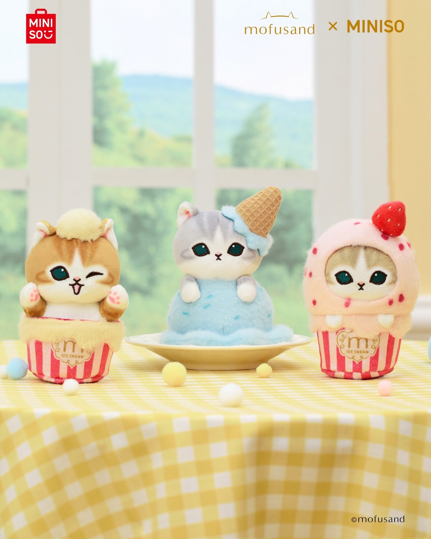 Miniso X Mofusand Ice Cream Series | Mofusand Cat in Ice Cream Cup Costume Cute Plush Doll Decoration  - Kawaii items Room Decoration