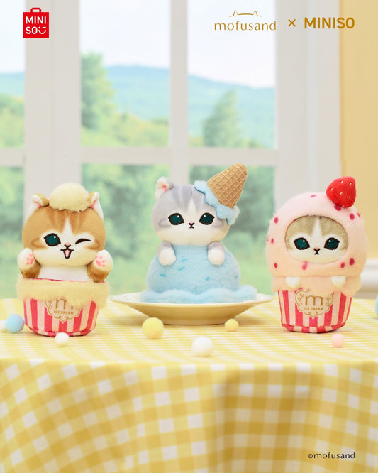 Miniso X Mofusand Ice Cream Series | Mofusand Cat in Ice Cream Cup Costume Cute Plush Doll Decoration  - Kawaii items Room Decoration