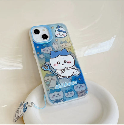 Japanese Cartoon iPhone Case with Strap | Laser ChiiKawa Hachiware Usagi Momonga - iPhone CasePhone Case  7 8 PLUS SE2 XS XR X 11 12 13 14 15 16 Pro Promax 12mini 13mini  WinnieTheBirds Toy Shop
