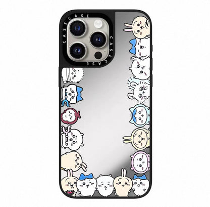 Japanese Cartoon ChiiKawa Transparent Black Frame & Mirror Phone Case | Cafe & Group 8 Styles ChiiKawa Hachiware Usagi - iPhone Case 12 13 14 15 16 17 Pro Promax