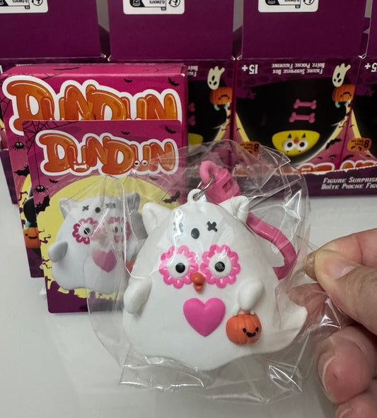 Lovely Chicken Fat Dundun Halloween Plastic Keychain | DunDun White Owl Ghost - Children Gift Animal Blind Box