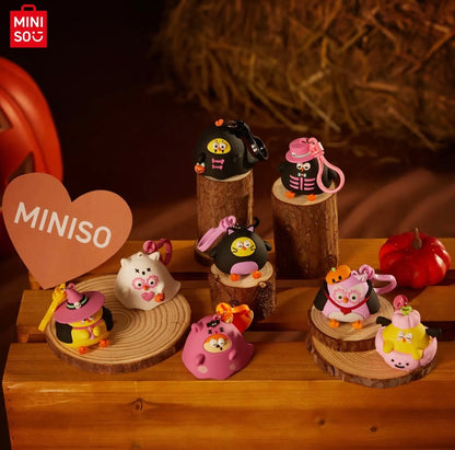 Lovely Chicken Fat Dundun Halloween Plastic Keychain | DunDun Black Ghost - Children Gift Animal Blind Box