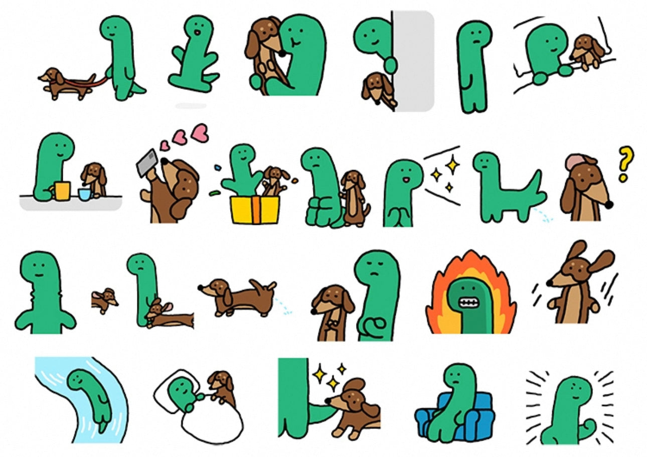 Set of 22 Pieces Cute Little Dinosaur Joguman | Stickers D - DIY Journal Craft Diary Art Scrapbook Laptop Luggage Decal Cute Animal Pack