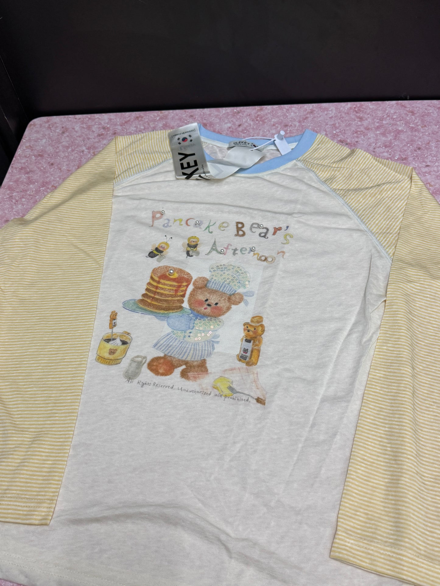 Korean Fashion Cute Animals Style Long-sleeved Sun Protection T-Shirt Series | Chef Cook Pancake Bear's Afternoon - Kawaii Fashion Items