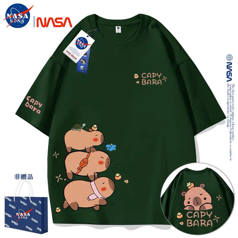 Cute Animals Capybara Style T-Shirt Series | Fun Capybara Group Front & Back Part2 - Kawaii Fashion Items for Child & Adult