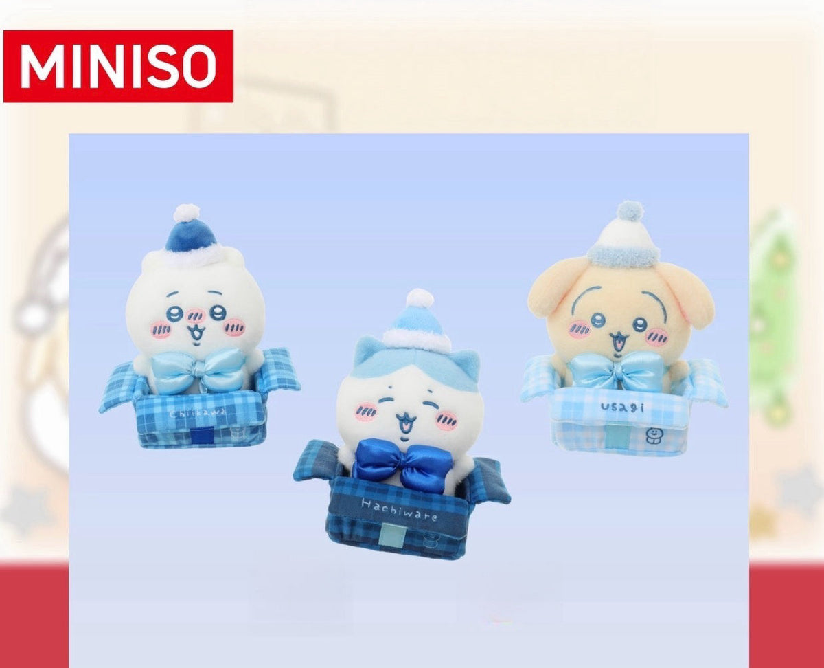 ChiiKawa X Miniso White Christmas Series | ChiiKawa Hachiware Usagi in Christmas Box Plush Doll - Kawaii Items Room Decoration doll