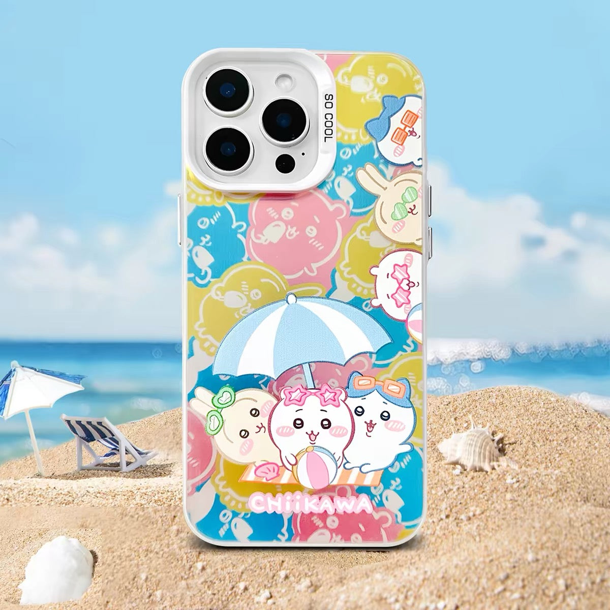 Japanese Cartoon ChiiKawa Summer Beach Time Laser Case | ChiiKawa Hachiware Usagi - Phone Case Samsung Galaxy S26 S25 S24 S23 S22 S21 FE Ultra Edge