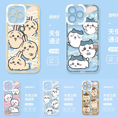 Japanese Cartoon Chiikawa Happy Enjoy Day Version | Chiikawa Hachiware Usagi Momonga Kurimanju - iPhone Case PLUS SE2 XS XR X 11 12 13 14 15 16 16e 17 17e Pro Promax 12mini 13mini
