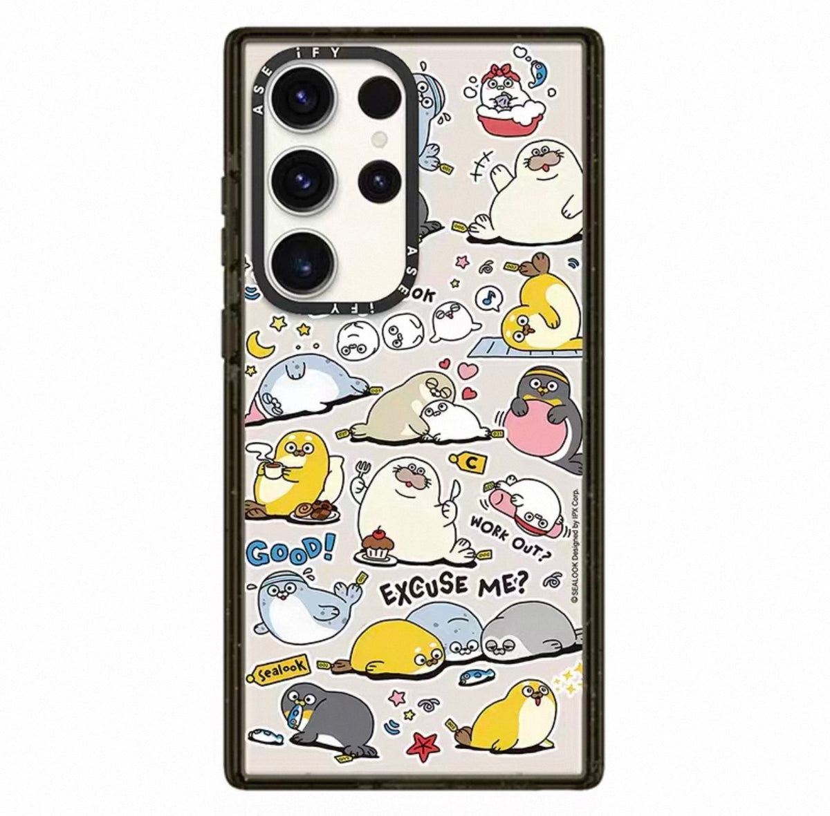 Lovely Seal Sealook Clear with Transparent Black Frame Phone Case  | Part2 Daily in Polar Ocean 6 Styles - Phone Case Samsung Galaxy S26 S25 S24 S23 Ultra | Part2 Daily in Polar Ocean 6 Styles - Phone Case Samsung Galaxy S26 S25 S24 S23 Ultra