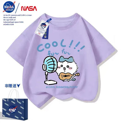 Japanese Cartoon ChiiKawa Casual Style T-Shirt Series | Hachiware with fans Part 2 - Kawaii Fashion Items