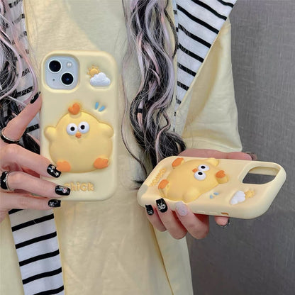 Lovely Chicken Fat Dundun Silicone Phone Case | Yellow Soft Chick - iPhone Case 13 14 15 16 17 Pro Promax