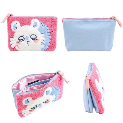 Japanese Cartoon Chiikawa Punch Needle Make Up Bag | ChiiKawa Hachiware Usagi Momonga Kurimanju Shisa Kani - Kawaii Plush Doll Purse Bag WinnieTheBirds Toy Shop