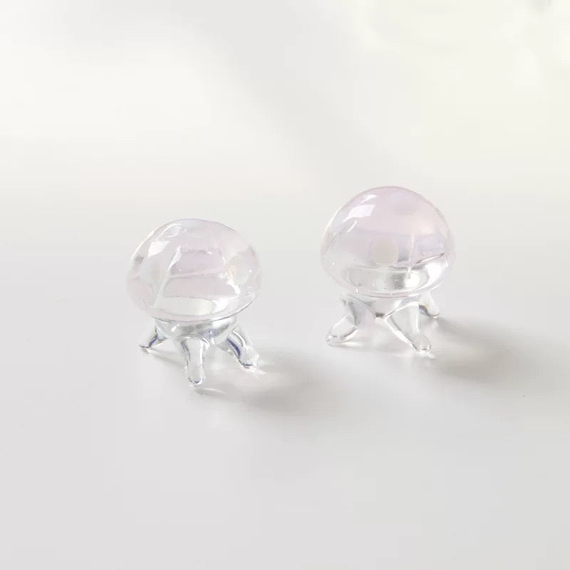 Japanese Cartoon Glass Ornament | Jellyfish Pink Blue Green - For Betta Fish Tropical Fish Toy Micro Landscape Creative