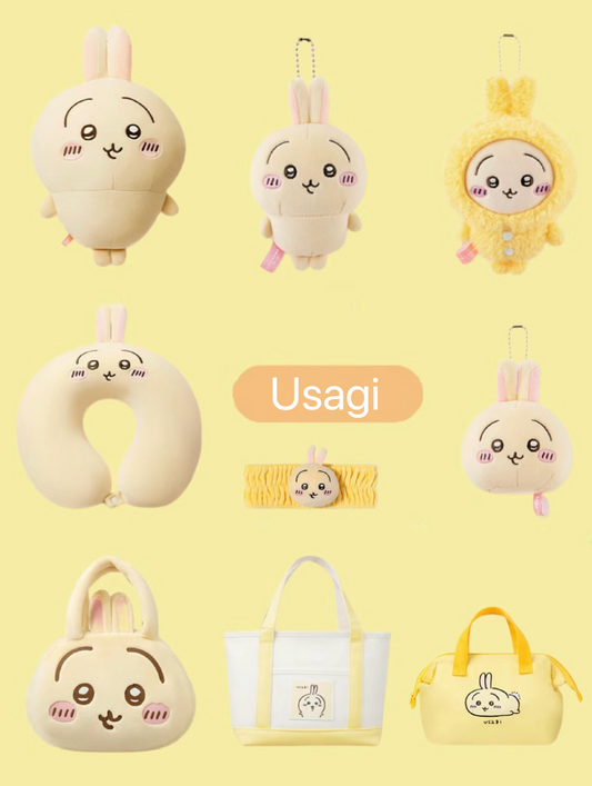 ChiiKawa X Miniso | Usagi Full Set 9pcs items Mini Plush Doll Keychain Headband Neck Pillow Bag - Kawaii items Room Decoration doll  WinnieTheBirds Toy Shop
