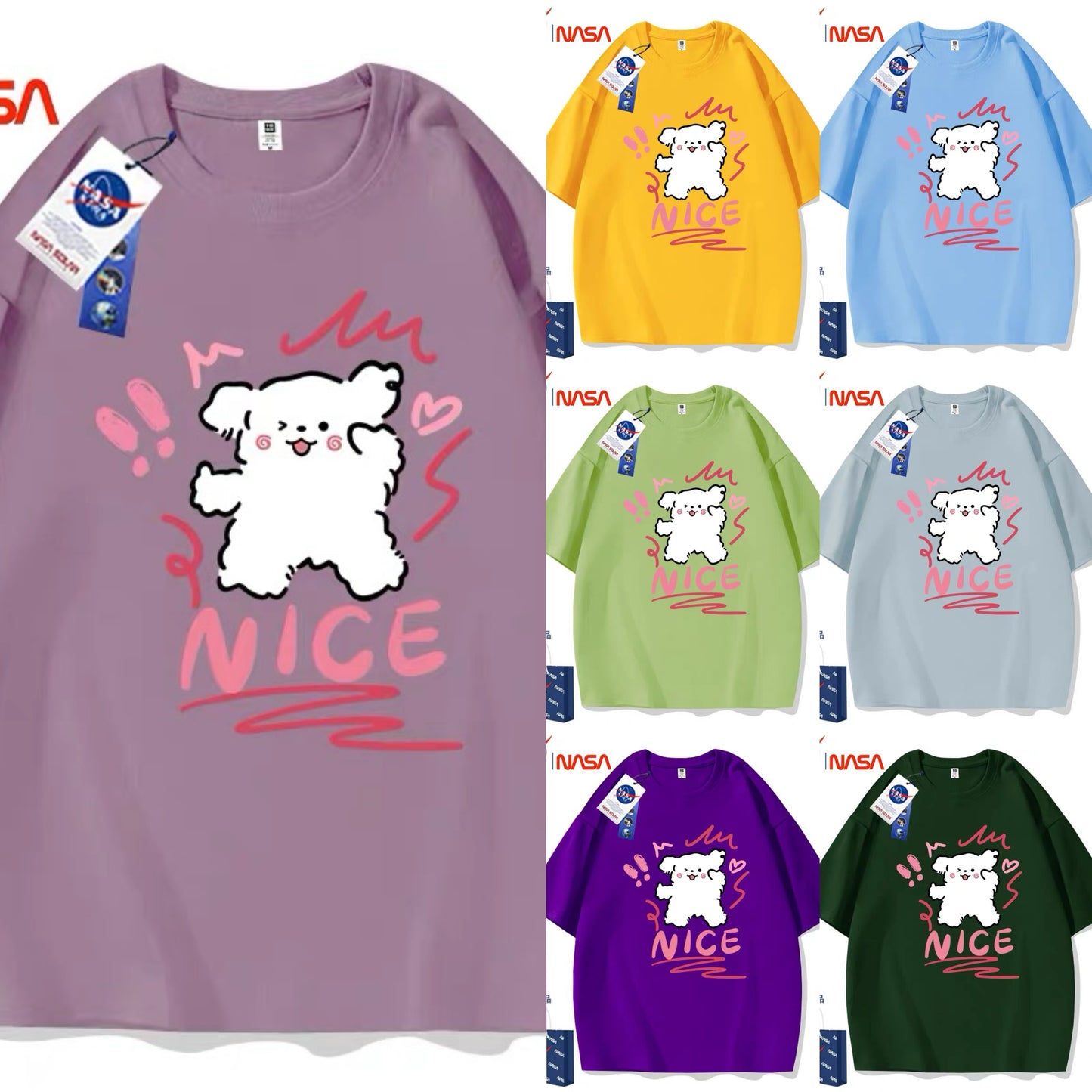 Cute Cartoon Doggie Maltese Puppy Style T-Shirt Series | Nice Wink Eyes Part2 - Kawaii Fashion Items for Child & Adult