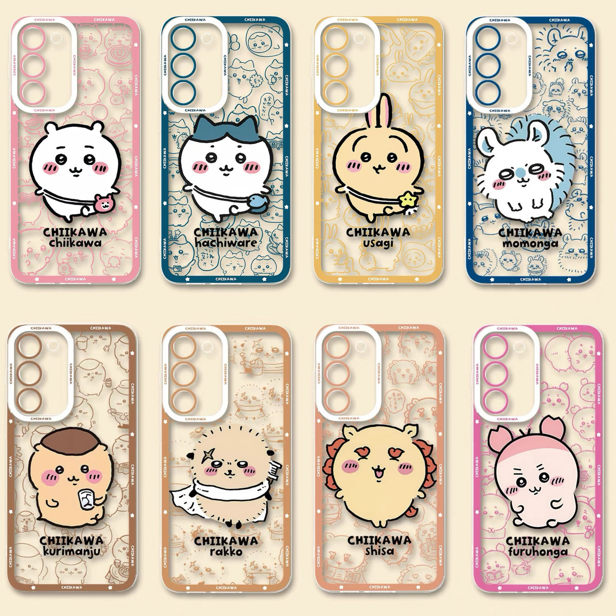 Japanese Cartoon Chiikawa Outing Daily with Comic | Chiikawa Hachiware Usagi Momonga Kurimanju Rakko Shisa Furuhonya 8 Styles - Phone Case Samsung Galaxy S26 S25 S24 S23 S22 S21 FE Ultra Edge