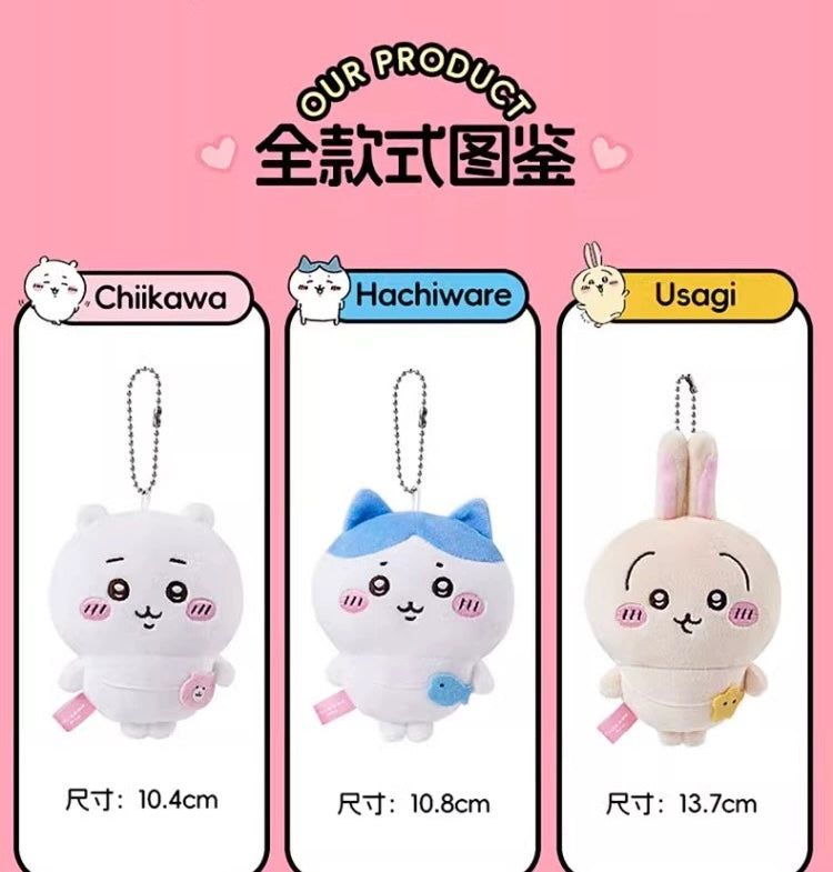 ChiiKawa X Miniso | ChiiKawa Hachiware Usagi Outing with Bag keychain - 10cm Mini Plush Doll Kawaii items Room Decoration doll  WinnieTheBirds Toy Shop
