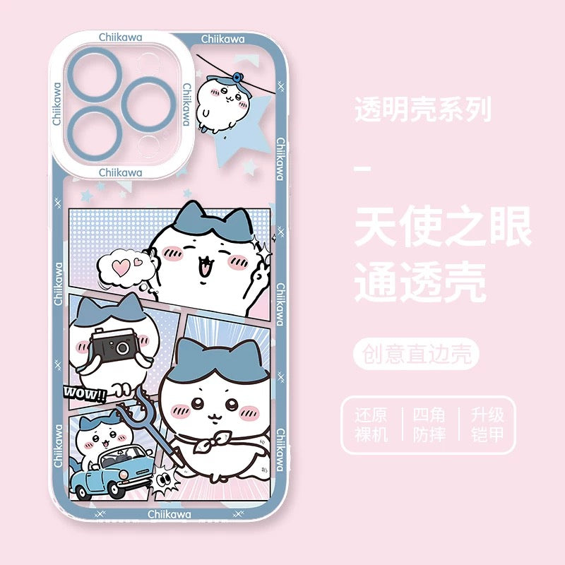 Japanese Cartoon Comic Outing Version | Chiikawa Hachiware Usagi Momonga - iPhone Case PLUS SE2 XS XR X 11 12 13 14 15 16 16e 17 17e Pro Promax 12mini 13mini