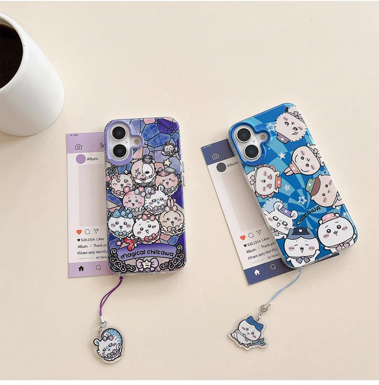 Japanese Cartoon Chiikawa Group | Magic Girl & Party Group - iPhone Case 7 8 PLUS SE2 XS XR X 11 12 13 14 15 16 16e Pro Promax 12mini 13mini WinnieTheBirds Toy Shop